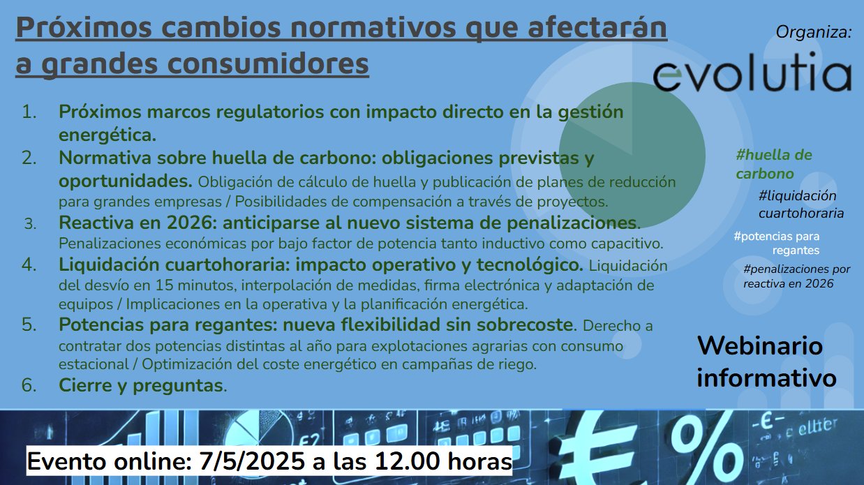 Webinario Evolutia: próximos cambios normativos que afectarán a grandes consumidores